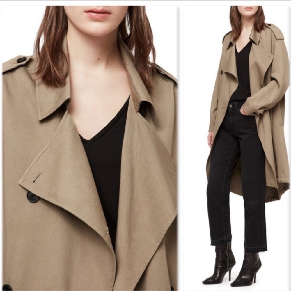 Allsaints Lia Mac Trench Coat in Sage Green Size XS READ DESCRIPTION